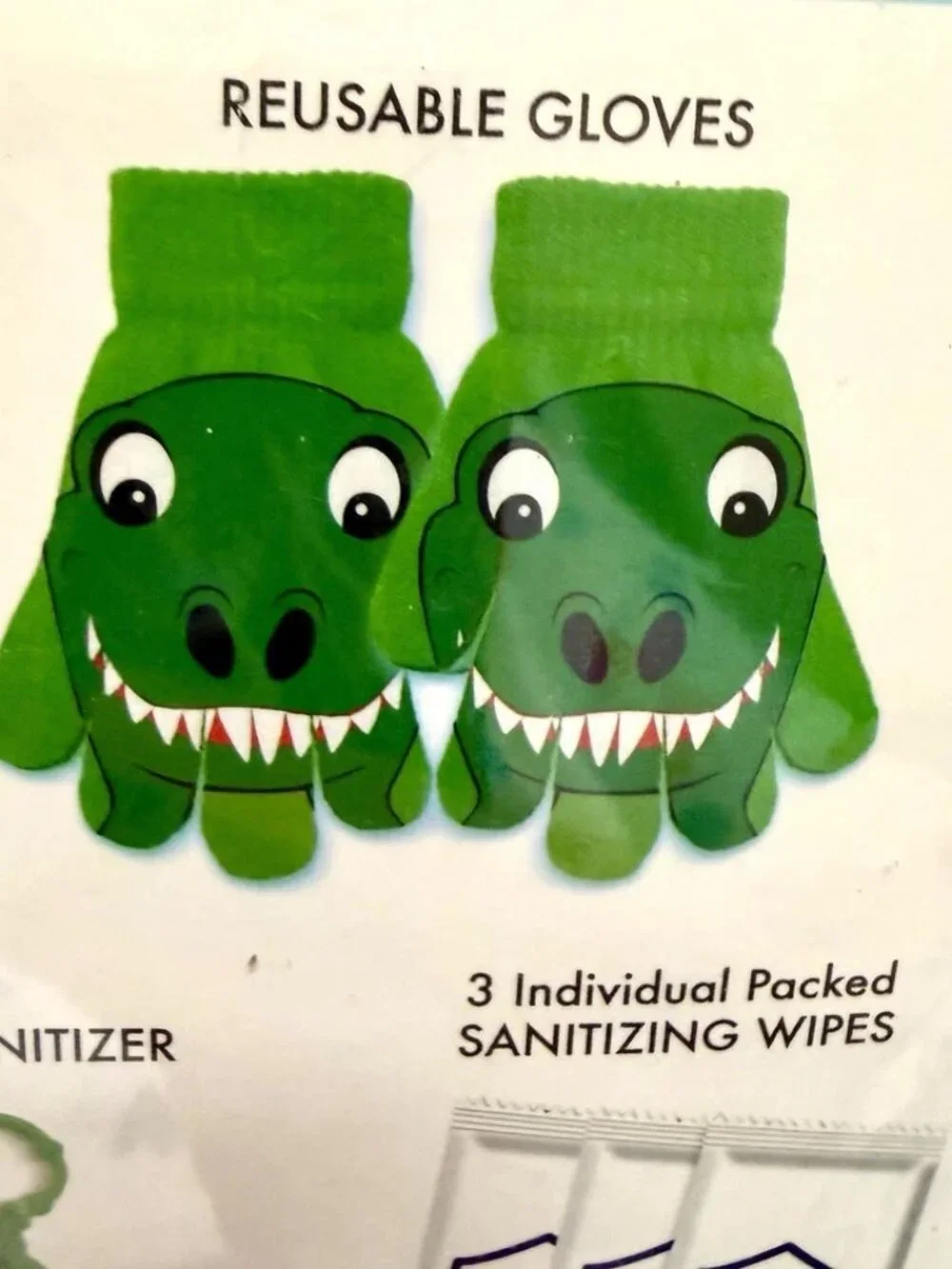 DINOSAUR Kids Essentials Flu / Cold Season Face Mask Hand Sanitizer Gloves New